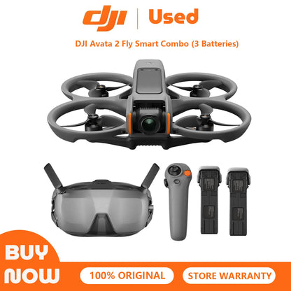 Refurbished Used  DJI Avata 2 Fly Smart Combo FPV Drone with 4K Camera Includes Goggles N3 RC Motion 3 Built-in Propeller Guard Immersive Flight Experience Easy Flip Roll