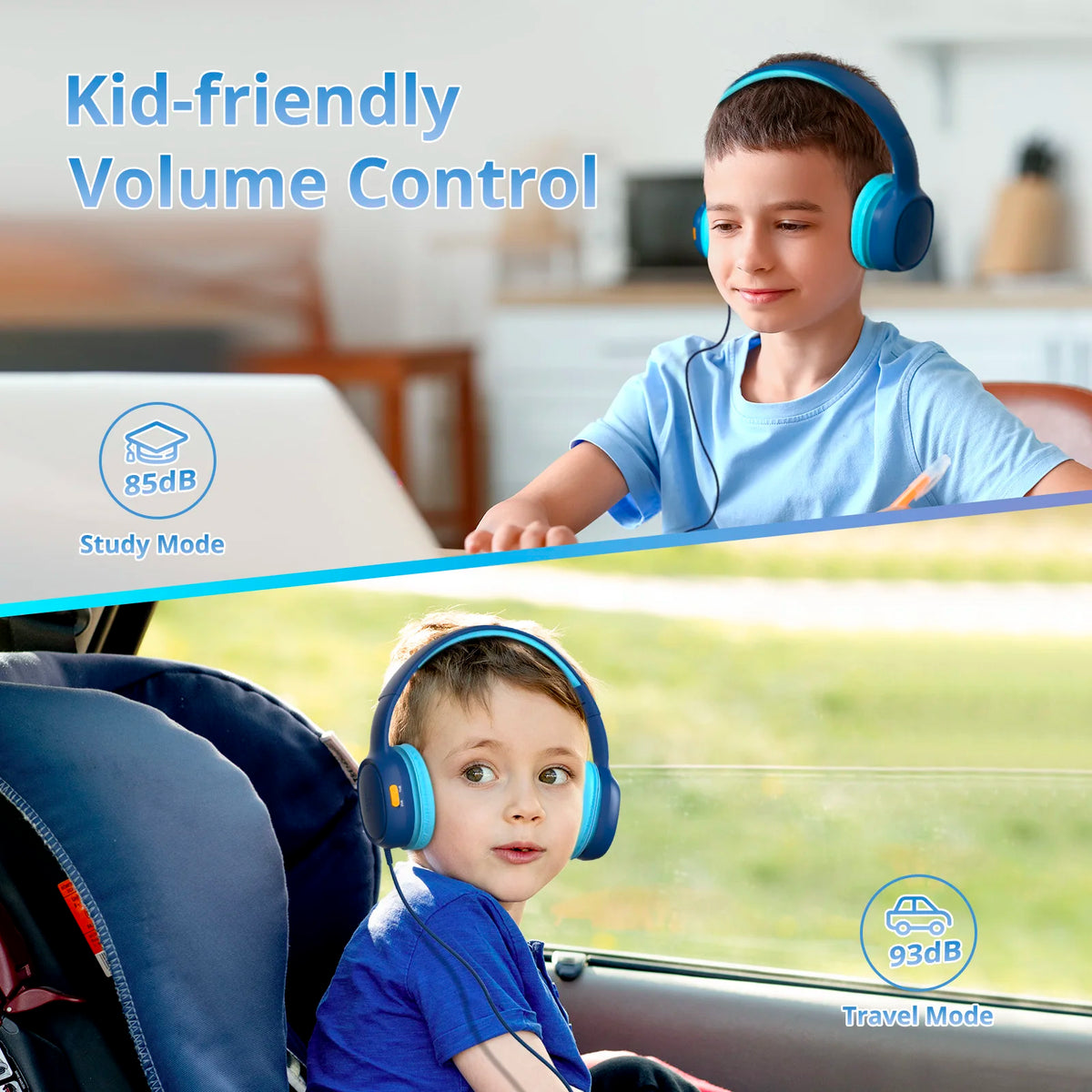 Tronsmart Headphones, KH01 Wired Kids Headset with 8000-Twist Sturdy, Soft Cushion Comfort, Foldable Portable, Safe Volume Control, 3.5mm Jack Universal for School/Home/Travel