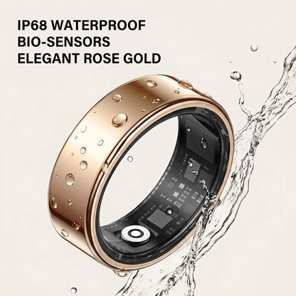 Smart Ring Stainless Steel Fitness Tracker, Bluetooth Health Ring with Heart Rate, Blood Oxygen SpO2 & Sleep Monitoring, IP68 Waterproof Smart Ring for Men Women, No Monthly Subscription, iOS Android Compatible