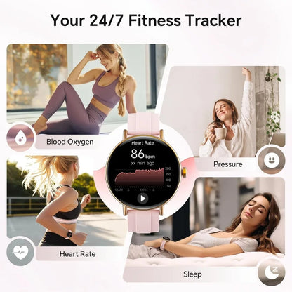 Women's 40mm Smart Watch: Activity Tracker, 101+ Sports Modes, Multi-Function Monitor, 2 Bands, IP68, Pink