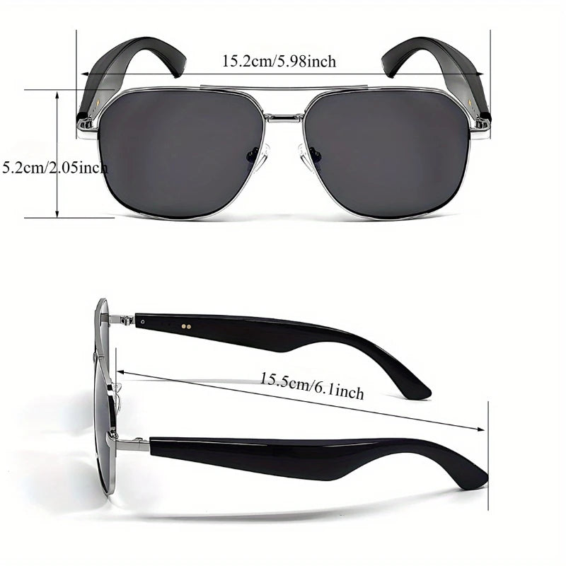 AI Translation Glasses, wireless smart glasses, support for over 100 languages, blue light-blocking lenses, built-in microphone/speaker, open-ear music and high-definition calls, photo capture control, USB magnetic charging,