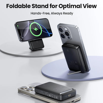 PISEN PD 30W Qi2 15W Wireless Magnetic Power Bank 10000mAh With Stand Fast Charging Powerbank For MagSafe iPhone 17 16 15 14