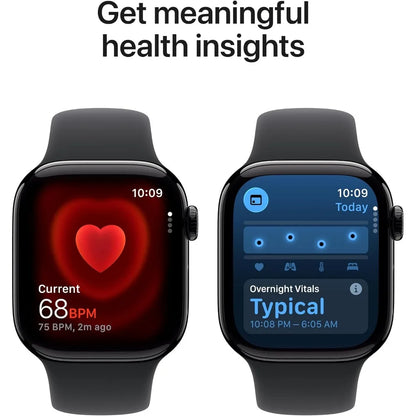 GPS 42mm Smartwatch with Black Aluminum Case and Sport Band - S/M. Sleep, Fitness, Health, Always-On Display, Water Resistant