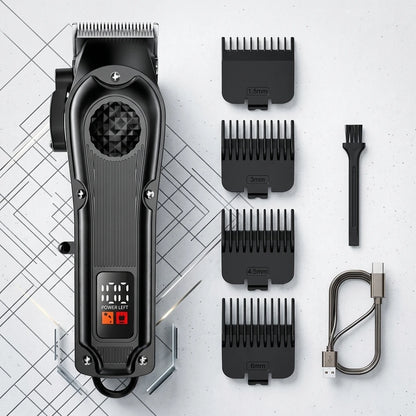 4 in 1 Men's Hair Clipper Set, Cordless Electric Trimmer, Foil Shaver & Nose Trimmer Kit,Beard Cutter, USB Rechargeable Grooming Kit with LED Display, Multiple Guide comb