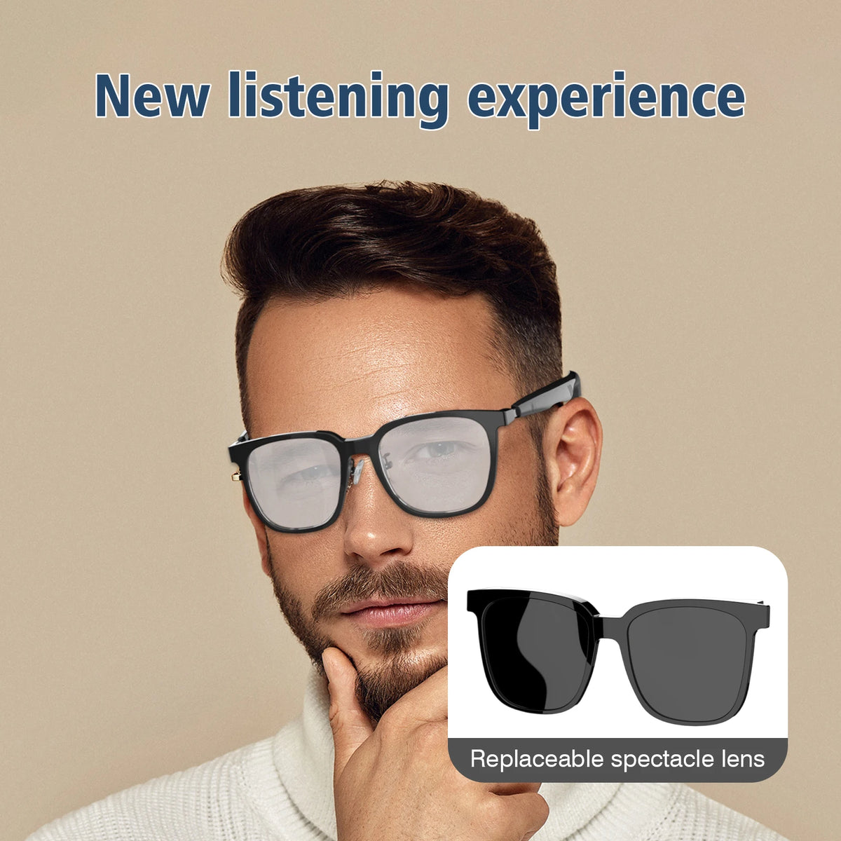 2025 smart glasses, can answer/make calls, intelligent noise reduction, touch voice assistant, unisex, blue light blocking glass