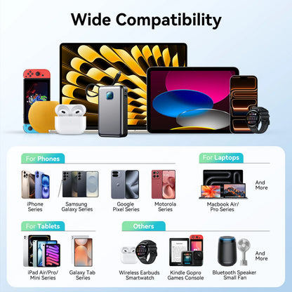 JINVAL 20000mAh PD45W Power Bank LED Display Fast Charging Portable Charger 3-port Output Built-in Cable For iPhone 17 Samsung