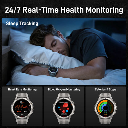KOSPET ORB 2 Rugged Smartwatch for Men Dual Band GPS L1+L5 AMOLED 1.43" Military Watch 5ATM IP69 LED Flashlight 170+ Sports