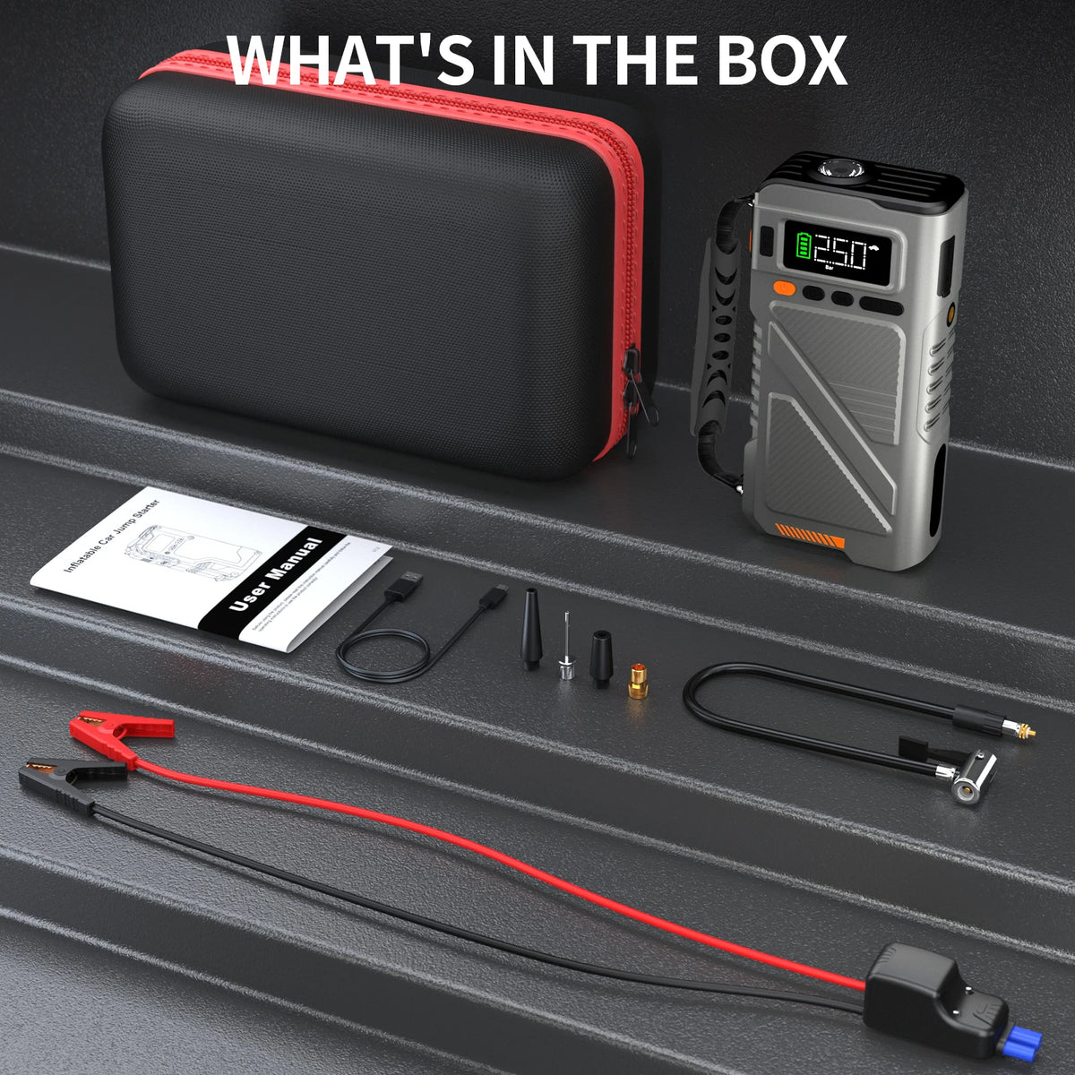 9000A Jump Starter With Air Compressor,7 In 1 Function Jump Box 150PSI Jump Starter Battery Pack With Digital Tire Inflator, Ca
