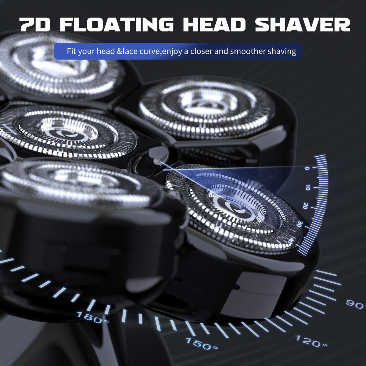 SEJOY Electric Shaver for Men 7D Magnetic Floating Wet/Dry Head Razor Hair Trimmer USB Rechargeable LED Display Beard Trimmers