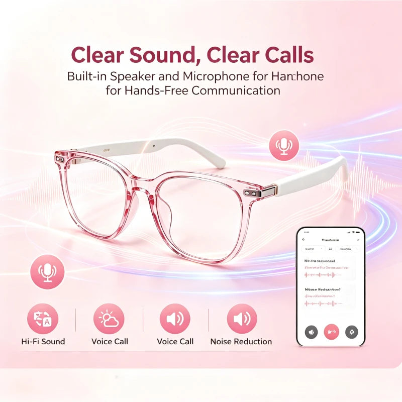 Smart translation glasses that change color, supporting real-time conversation in 160 languages; Bluetooth audio glasses suitable for driving and cycling, designed for both men and women