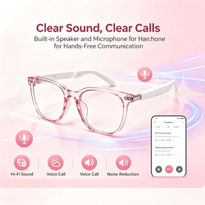Smart translation glasses that change color, supporting real-time conversation in 160 languages; Bluetooth audio glasses suitable for driving and cycling, designed for both men and women