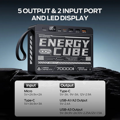 Movespeed Z70SE Power Bank 70000mh Power Station PD Fast Charging Powerbank External Battery Charger for Camping Outdoor