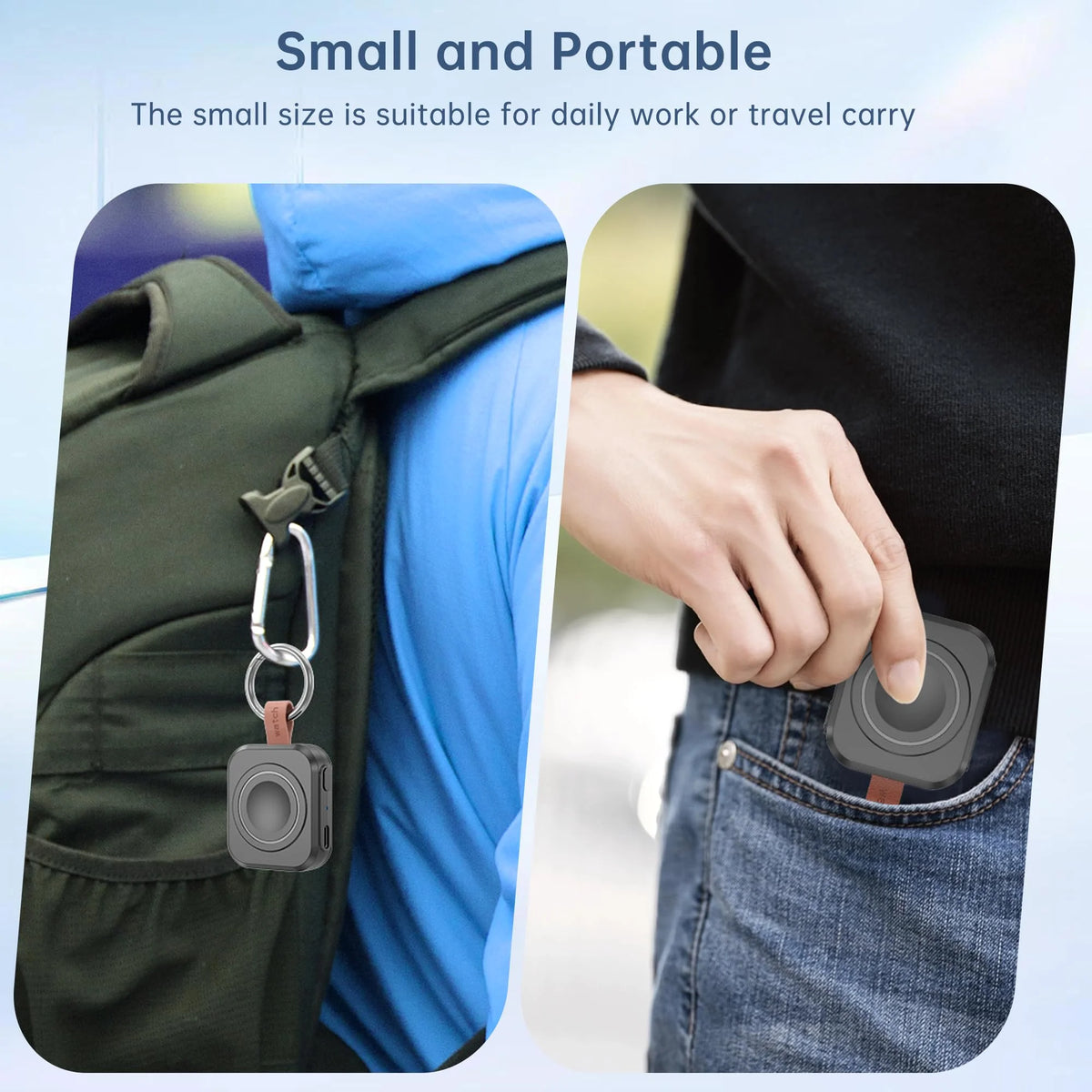 1200mAh Portable Wireless Charger Power Bank for Galaxy Watch 8/7/Ultra/6/6 Classic/5 Pro/4/3, Active Magnetic Keychain Charging