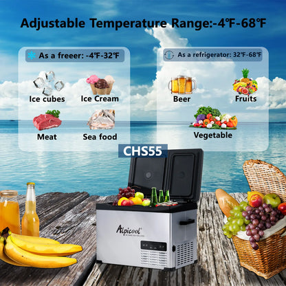 Alpicool CHS45 CHS55 Compressor Cool Box 12 V Portable Fridge Electric Freezer Box Small Freezer for Car Camping, -20°C to 20°C,