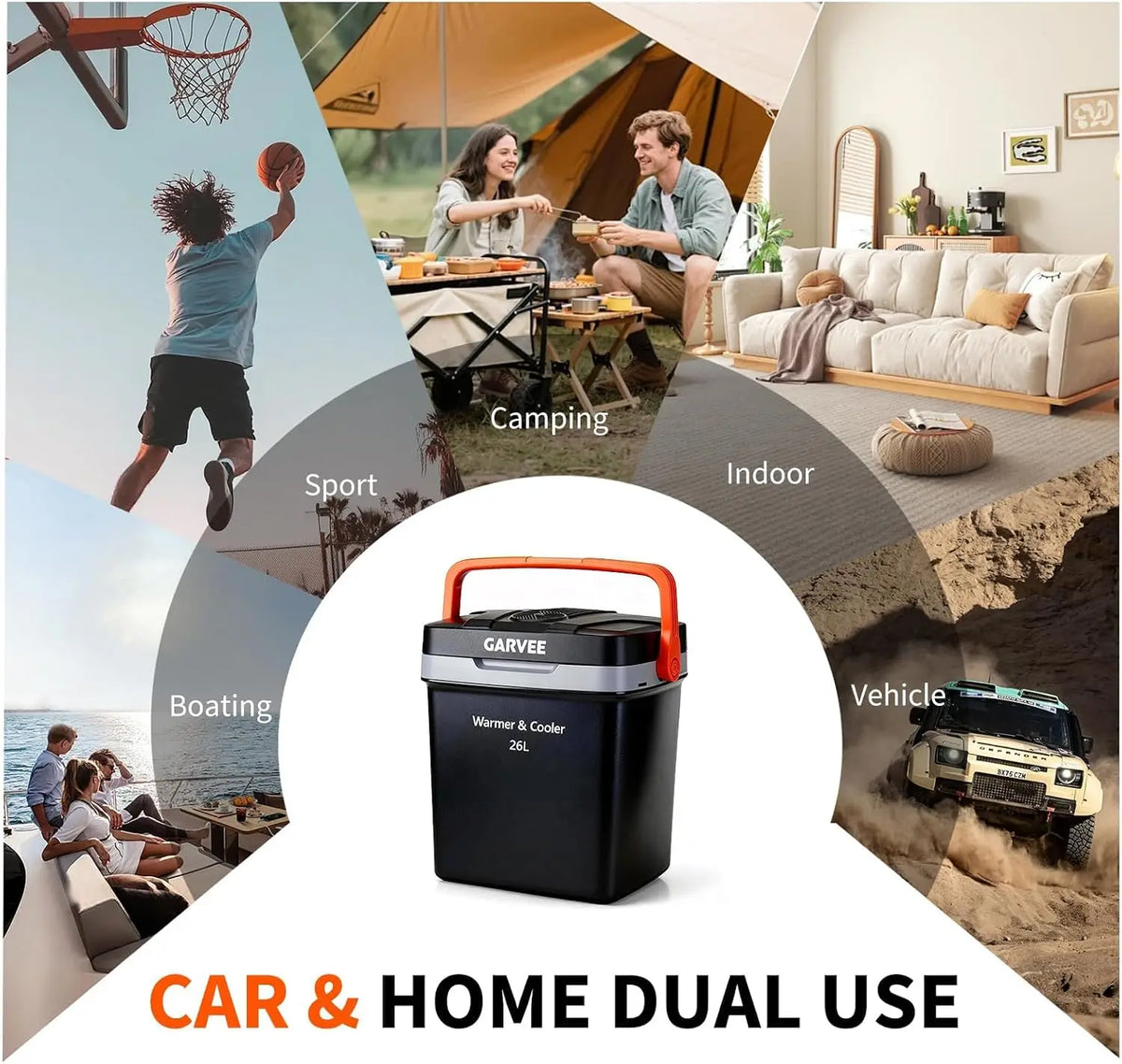 26L Portable Car Cooler & Warmer, 12V Electric Refrigerator with AC/DC Power