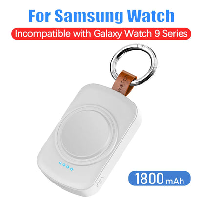 1800mAh Magnetic Wireless Portable Watch Type-C Fast Charger for Samsung Galaxy Watch 8/8 Classic/7 Ultra/6 Classic Fast Charging