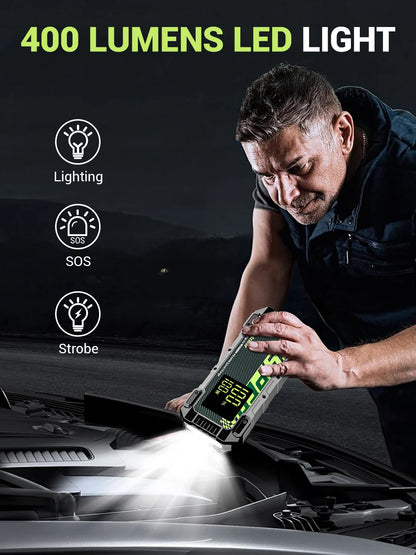 YESPER 4000A 10L Diesel/Gas Jump Starter – 12V/24000mAh, 100W PD Fast Charge, 3-Mode Light + Case, Portable Power Bank