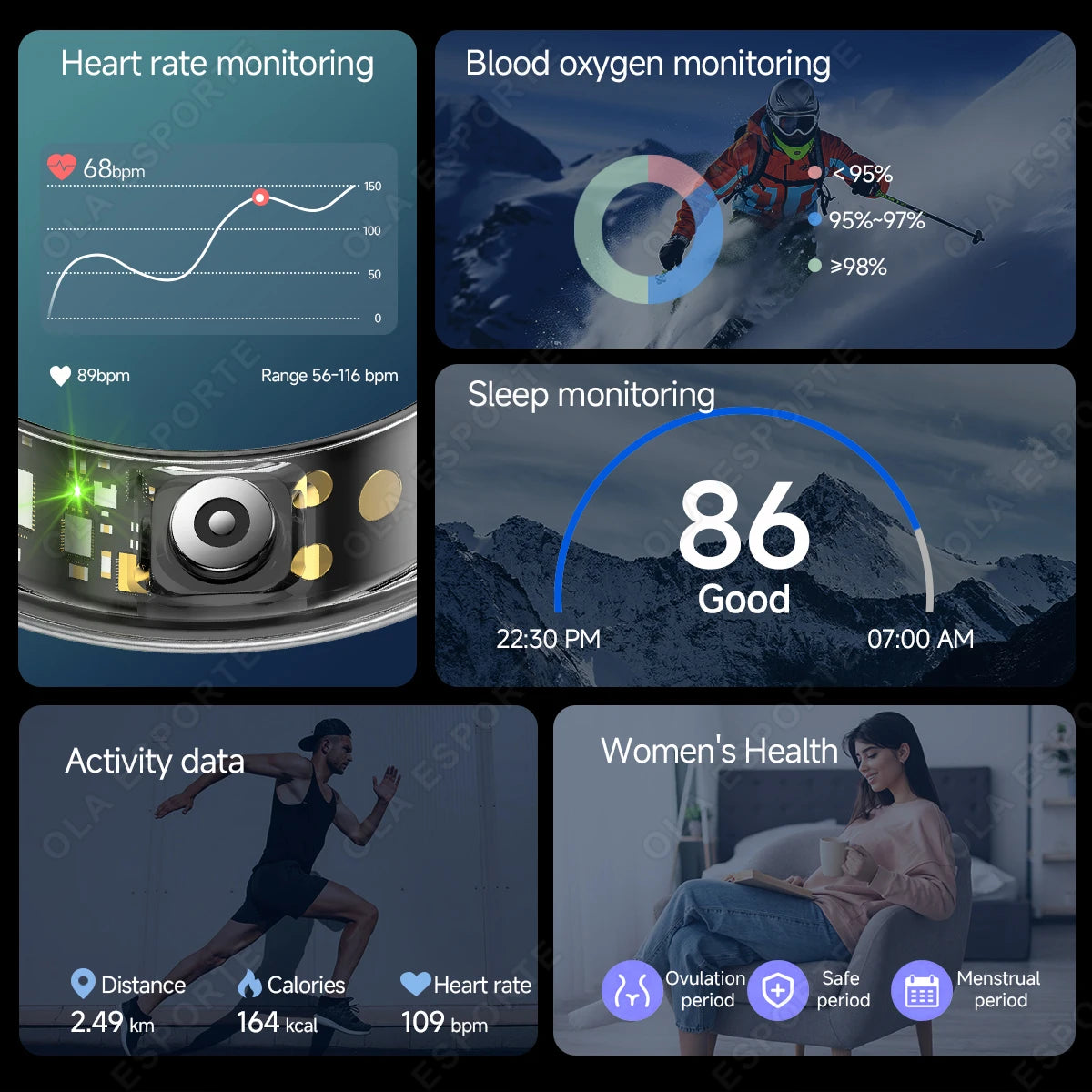 New Smart Ring with Case Heart Rate Blood Pressure Sleep Monitoring GPS Tracking IP68 Waterproof Men Women Smart Rings Gift Ring