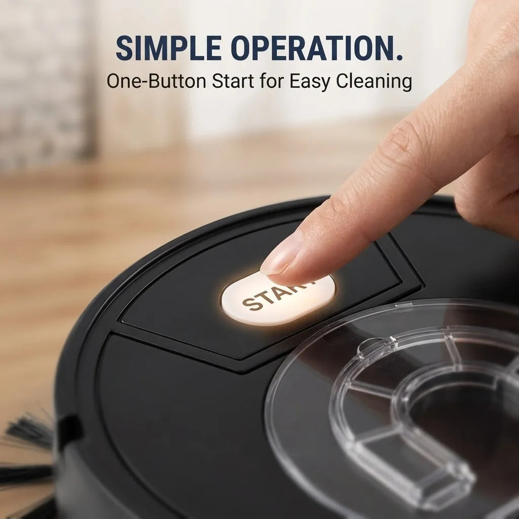 Robot Vacuum Cleaner, 3-in-1 Sweeping Mopping Suction, 7.1cm Ultra-Thin Automatic Smart Floor Cleaner, USB Rechargeable, Low Noise, Dual Side Brushes for Pet Hair, Hardwood Floors and Home Office