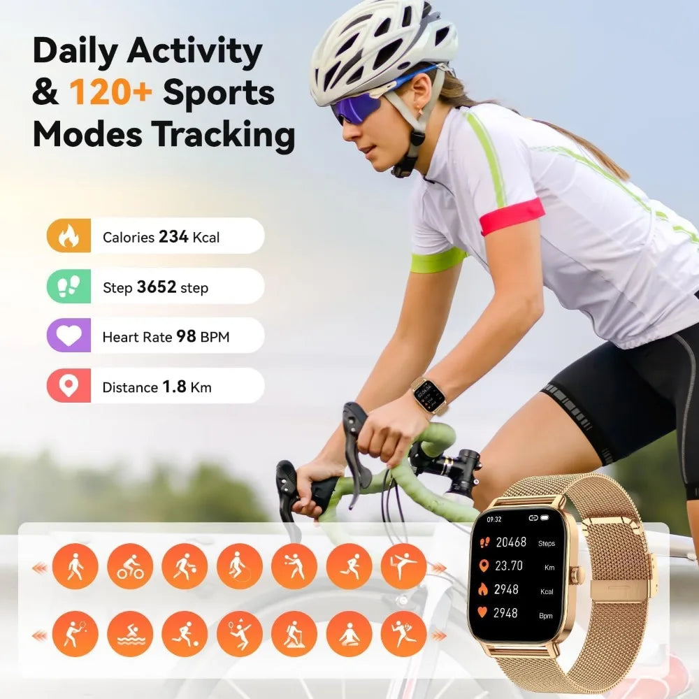 Women's Fitness Tracker Smartwatch: Waterproof Bluetooth Activity Monitor with Heart Rate and SpO2 for Android/iPhone