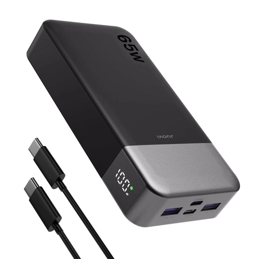 JUOVI Portable Charger 65W 20000mAh Power Bank Compact USB C Laptop Power Bank Fast Charging Battery Pack for Laptop MacBook Dell XPS iPad Tablet Steam Deck iPhone Series Samsung Switch