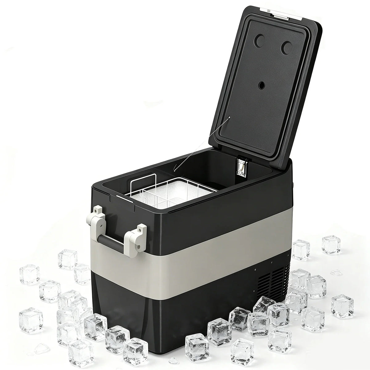 53QT 12V Car Refrigerator 50L Portable Fridge Freezer, 0F-50F Electric Cooler, AC/DC For Truck Boat RV Camping Travel