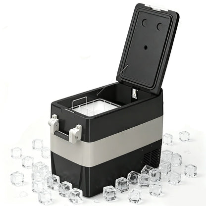 53QT 12V Car Refrigerator 50L Portable Fridge Freezer, 0F-50F Electric Cooler, AC/DC For Truck Boat RV Camping Travel