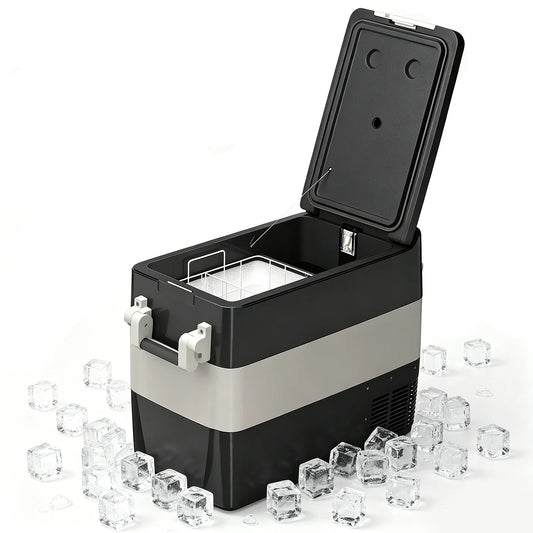 53QT 12V Car Refrigerator 50L Portable Fridge Freezer, 0F-50F Electric Cooler, AC/DC For Truck Boat RV Camping Travel