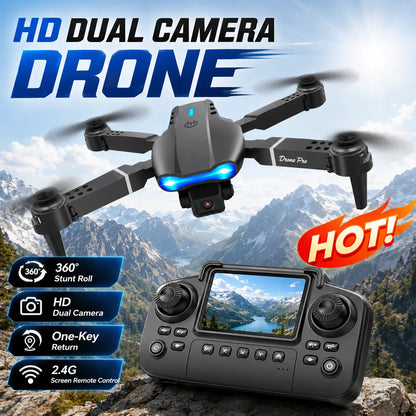 RC Quadcopter Brushless Motor One Key Takeoff Landing Return 360° Rolling Headless Mode Dual Screen Switch LED Light Hobby Drone