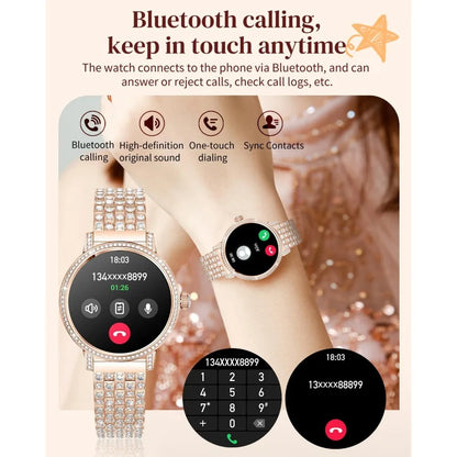 Women's Diamond-Accented Smartwatches: 1.27" TFT Display, Bluetooth Calling, Health Tracking, and 100+ Activity Modes