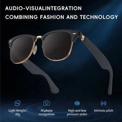 Smart Audio Glasses With Built-in Speakers, Wireless Audio Eyewear For Men Women Outdoor UV Protection, Voice Control Function Compatible With All Smart Mobile Devices For Sports Driving Daily Use