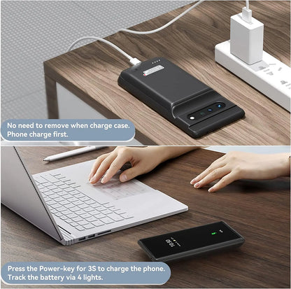 Battery Case for Google Pixel 6 Pro Powerful Rechargeable Charging Case 10000mAh Extended Backup Charger Case Power Bank