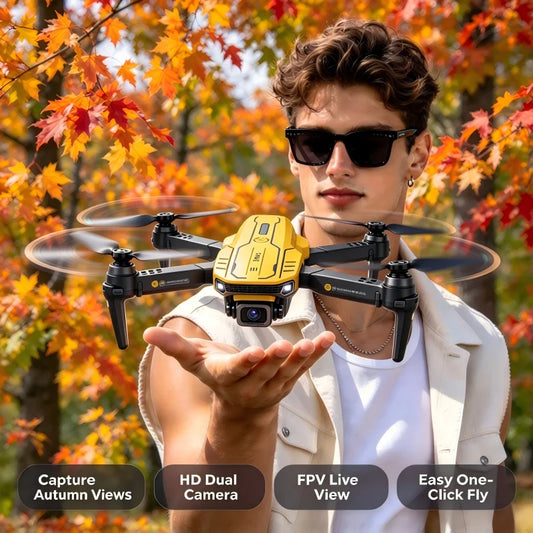 TONGLI Portable Foldable RC Drone Quadcopter, HD Camera with Gesture Photo Control, Headless Mode, Stable Altitude Hold Hover, Long-Range Wi-Fi FPV Transmission, Durable Build, Beginner-Friendly Outdoor Recreational Aerial RC