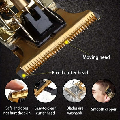 Retro T9 Electric Hair Clipper & Beard Trimmer - LCD Display, USB Rechargeable,   Professional Barber Kit with 4 Guide Combs for Men's Haircut & Styling