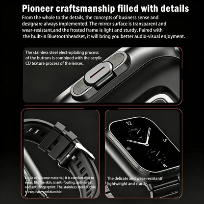 The Latest Smartwatch, Suitable for Both Men and Women, Equipped with a 2.01-inch Display Screen, Full Touchscreen Function, 2-in-1 Wireless Earphones, Music Playback, Camera Control and Other Functions, Is an Ideal Gift for