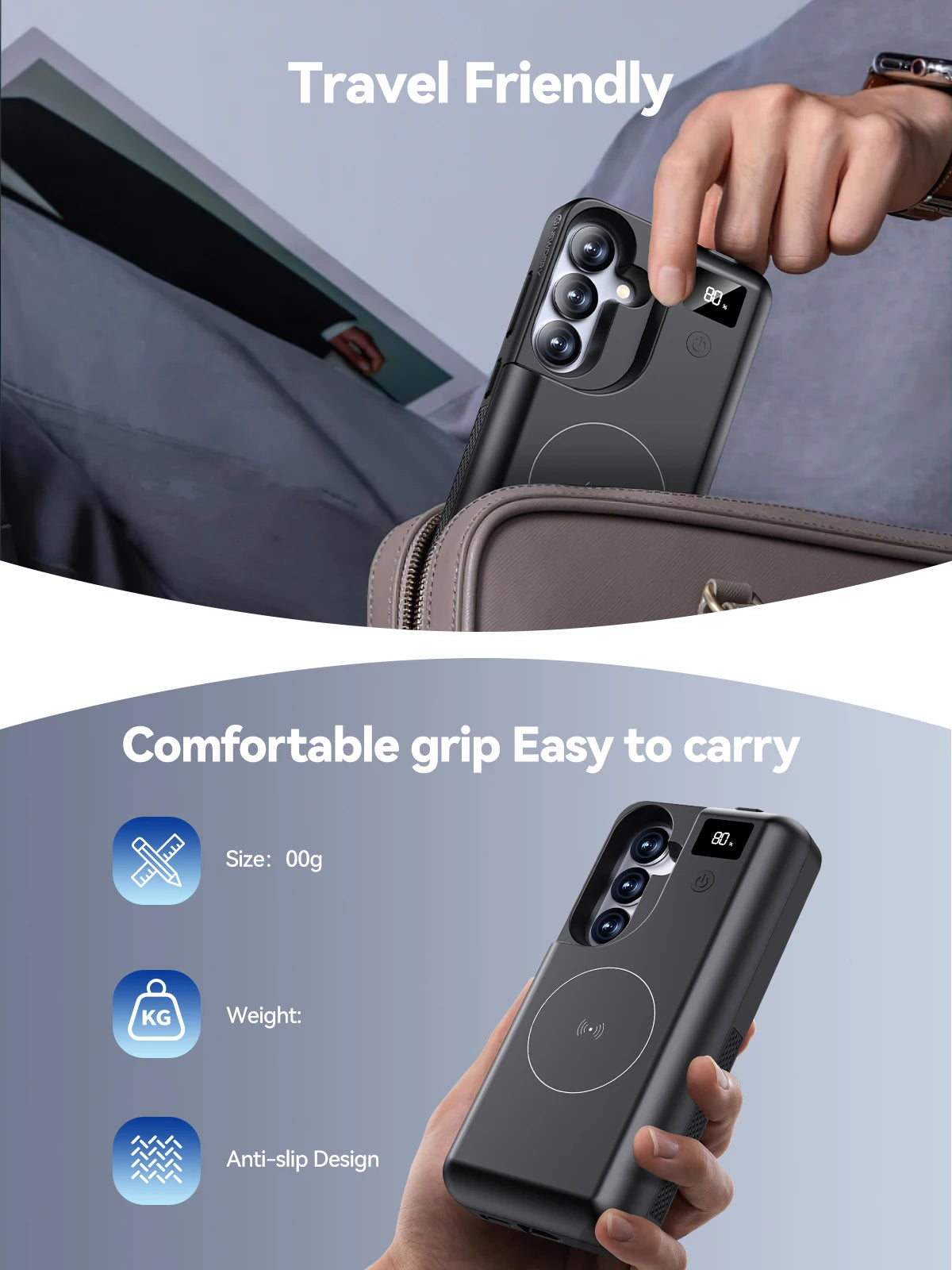 NEWDERY 8000mAh Battery Case For Samsung Galaxy S25 Ultra S25 Plus S25FE Wireless Charging Charger Case 18W Fast Recharging Power Bank Cover