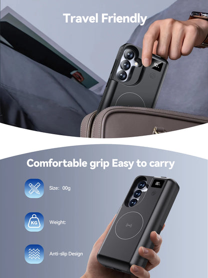 NEWDERY 8000mAh Battery Case For Samsung Galaxy S25 Ultra S25 Plus S25FE Wireless Charging Charger Case 18W Fast Recharging Power Bank Cover