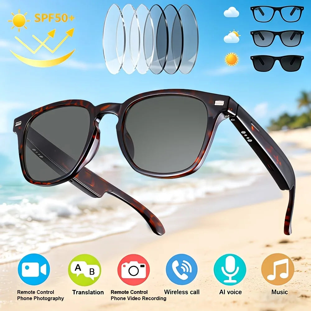 Smart Wireless Glasses: Touch-Controlled Sunglasses That Support Translation, Music Playback, and Phone Calls. They Feature an Ultra-Long Battery Life and Are Made of lightweight Materials for Easy Portability, Making Them Id