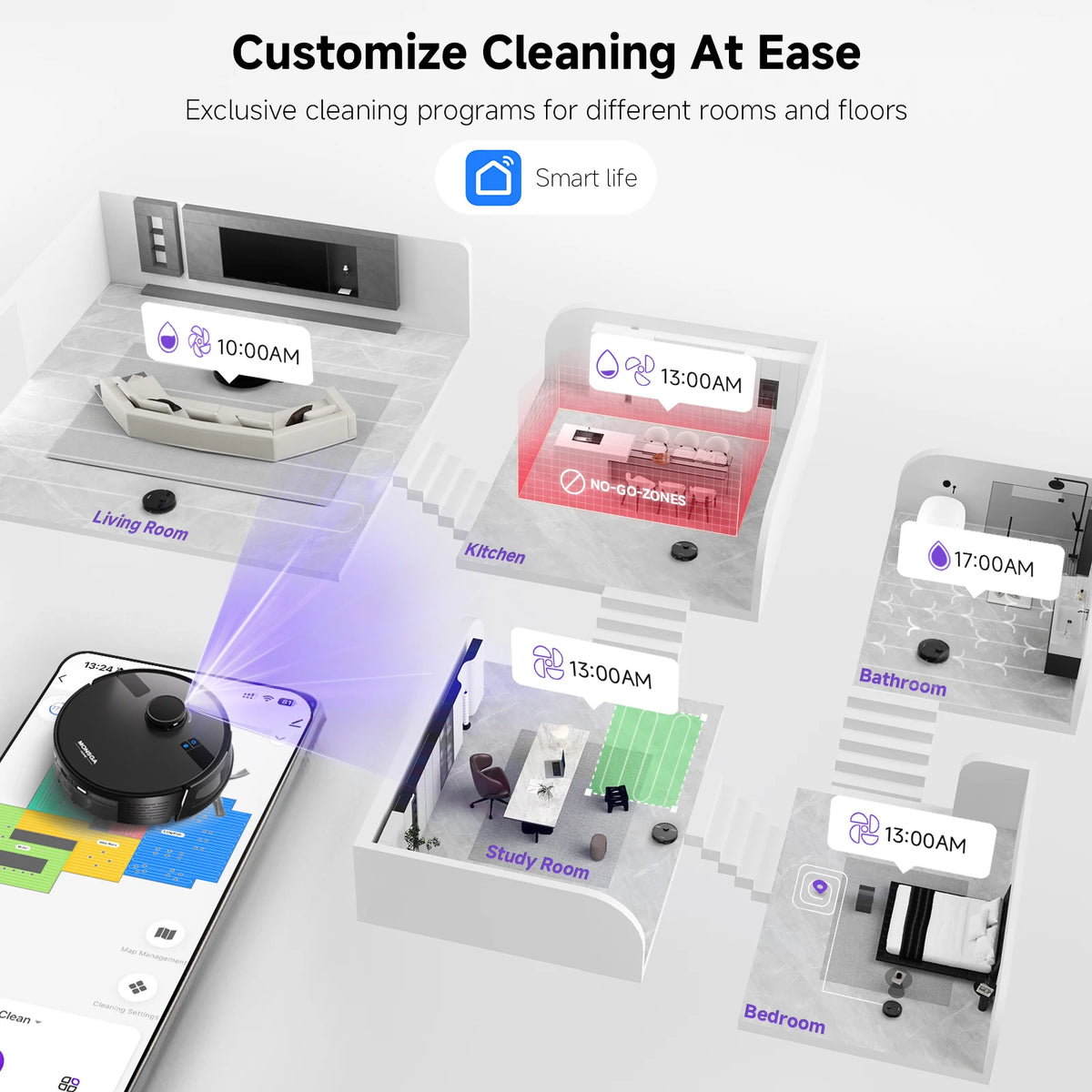 Refurbished MONSGA By Erabros MS1 MAX Robot Vacuum and Mop Combo, 6000Pa Strong Suction, 3.5L Self-Emptying Station, LDS Navigation Smart Mapping, 180 Mins Runtime, App/Voice/Remote Control, for Pet Hair Hard Floors Carpets (