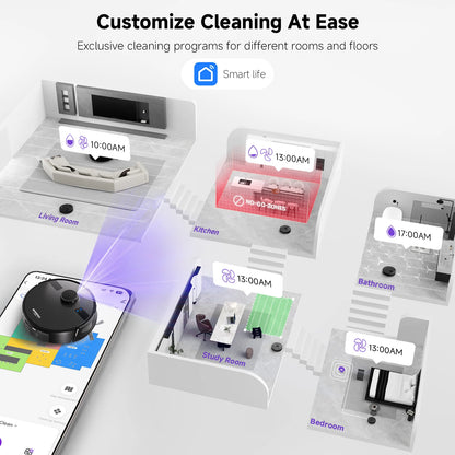Refurbished MONSGA By Erabros MS1 MAX Robot Vacuum and Mop Combo, 6000Pa Strong Suction, 3.5L Self-Emptying Station, LDS Navigation Smart Mapping, 180 Mins Runtime, App/Voice/Remote Control, for Pet Hair Hard Floors Carpets (