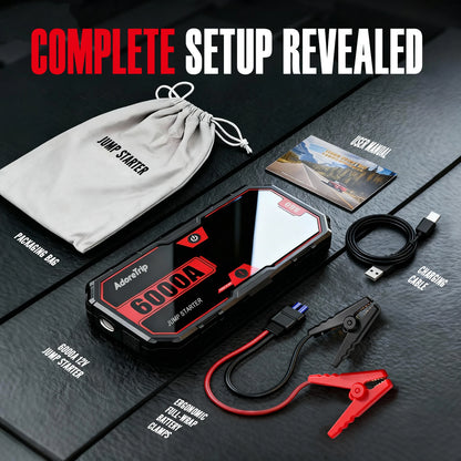 AdoreTrip Car 6250A Portable 12V Jump Starter Power Bank Auto Battery Booster Starter Device For Pickups SUV OffRoad 4x4 Boats