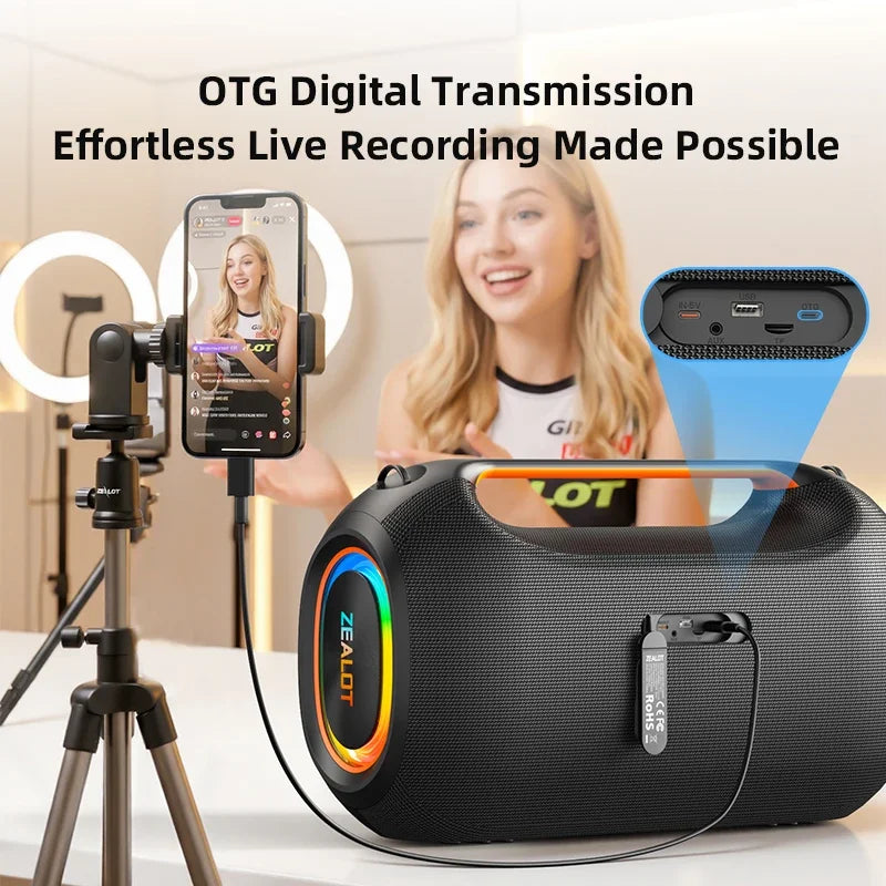 ZEALOT-ZE51 300W Big Power Wireless TWS Subwoofer Bluetooth Speaker High Volume Waterproof Portable Mobile Power HIFI Sound Quality
