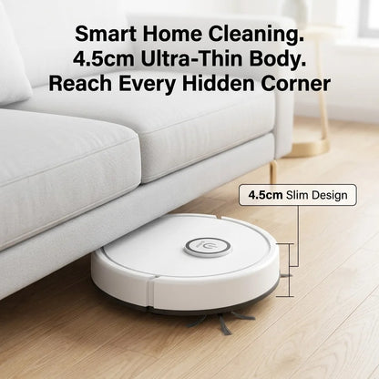Robot Vacuum Cleaner, 4.5cm Ultra-Slim Robotic Vacuum for Pet Hair & Hard Floor, 45dB Quiet Automatic Floor Sweeper with 50-Min Runtime, Smart Obstacle Avoidance Mini Sweeping Robot for Home & Office