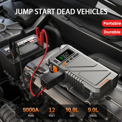9000A Jump Starter With Air Compressor,7 In 1 Function Jump Box 150PSI Jump Starter Battery Pack With Digital Tire Inflator, Ca