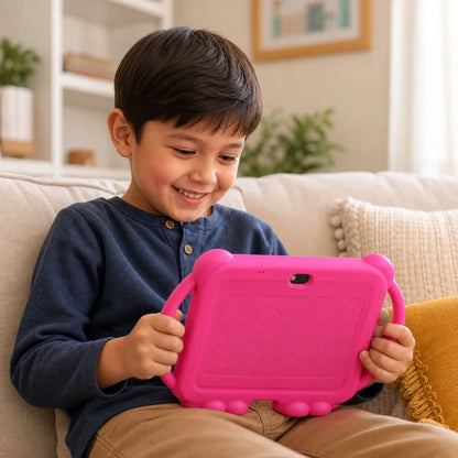 7" Kids Tablet with Parental Control & Shockproof Case, Android 14, 2GB+32GB, 2.4G WiFi, GMS Certified, Eye Protection Display, Dual Camera, Pre-installed Educational Apps & Games for Toddlers