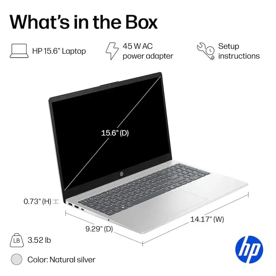 Hp 15.6" Full Hd Touchscreen Laptop, Amd Ryzen 7 7730U, up to 64Gb Ddr4 Ram, 2Tb Ssd, Wi-Fi 6, Windows 11 Home, Natural Silver