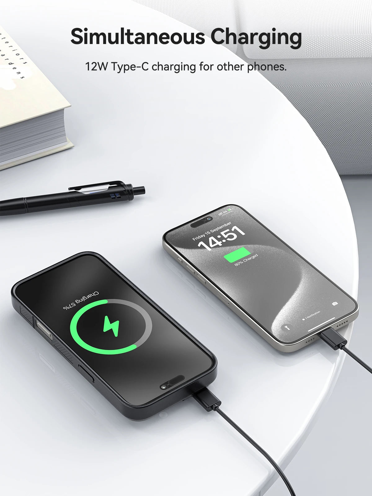 NEWDERY Battery Case for iPhone 16 Pro Max 16Pro 16 Plus 16E USB C Portable Power Bank Rechargeable Charger Cover Battery Pack
