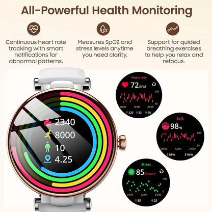 AMOLED Display Watch: Fitness Tracker, Bluetooth Calling, Waterproof, Sleep & Stress, Sports Modes, Customizable Faces