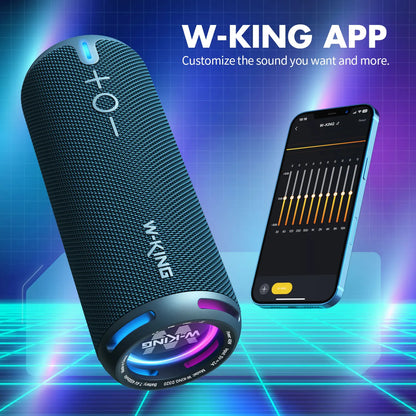 W-KING D320 Blue Bluetooth Speaker 40W Portable Wireless IP67 Waterproof Bluetooth 5.3 Deep Bass 24H Playtime Stereo Speaker
