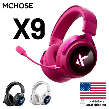 MCHOSE X9 Wireless Headworn Game Headset7.1 Three Mode 53mm Aluminum Foil Polymer Diaphragm E-Sports Gift Bluetooth 2.4G Headset